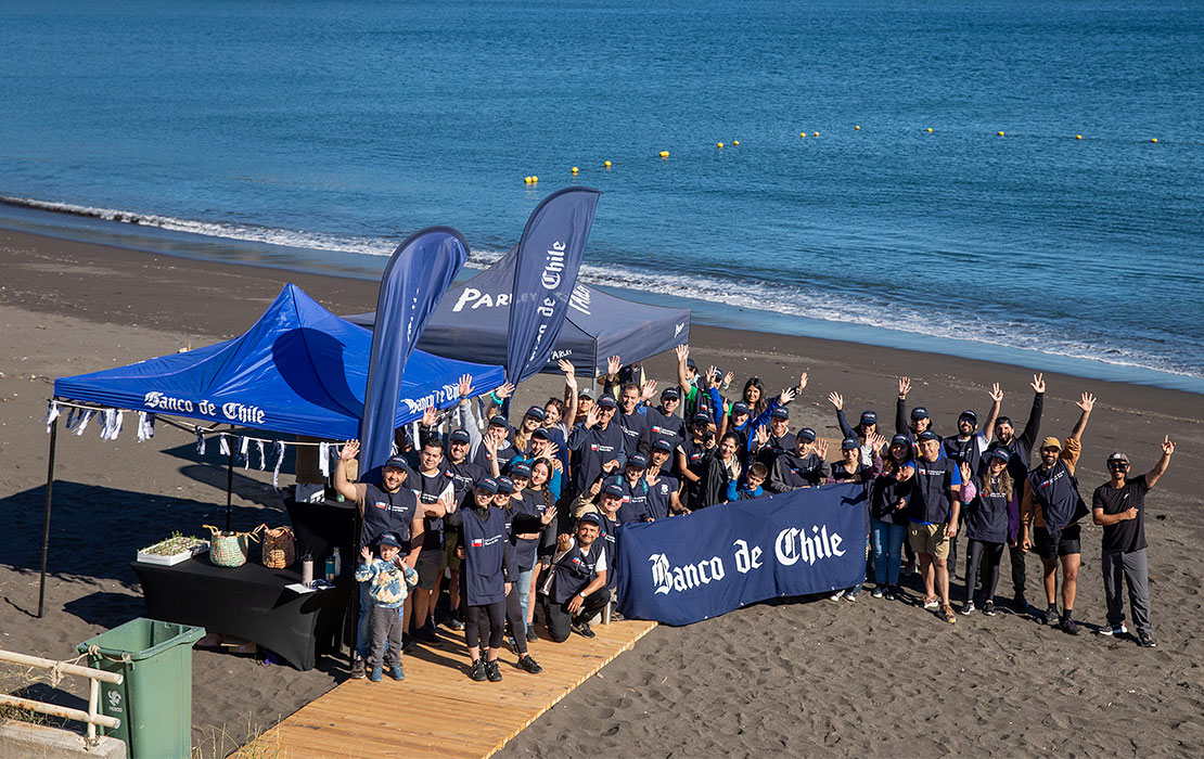 En acción simultánea en 5 regiones del país, voluntarios limpian playas, humedal y río, y retiran 4,5 toneladas de residuos